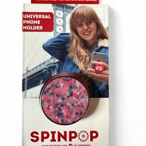 SpinPop Universal Phone Grip PopSocket Pink Mosaic Phone Holder Stand